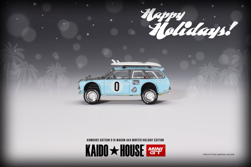 Load image into Gallery viewer, Kaido House Datsun 510 Wagon 4x4 Winter Holiday Edition MINI GT 1:64
