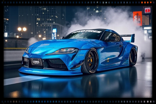 Toyota GR SUPRA LIBERTY WALK KIT CARROSSERIE BLEU MÉTALLISÉ 2025 SOLIDO 1:18