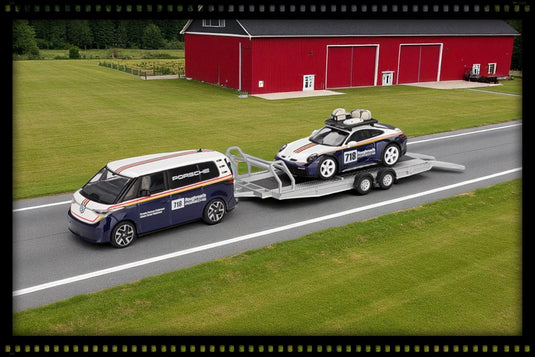 SET PORSCHE 911 DAKAR #718 + VOLKSWAGEN ID. BUZZ PORSCHE CENTRUM GELDERLAND ROUGHROADS 2025 (LHD) MINI GT 1:64