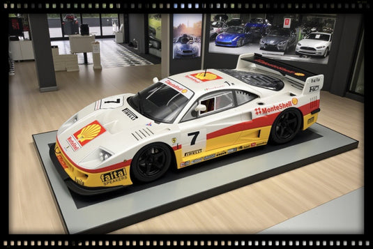 Ferrari F40 LM #7 MONTE SHELL SPONSOR RENDU ÉDITION 1996 (ÉDITION LIMITÉE Nr.28/80 Avec base en cuir & Case) TECNOMODEL 1:18