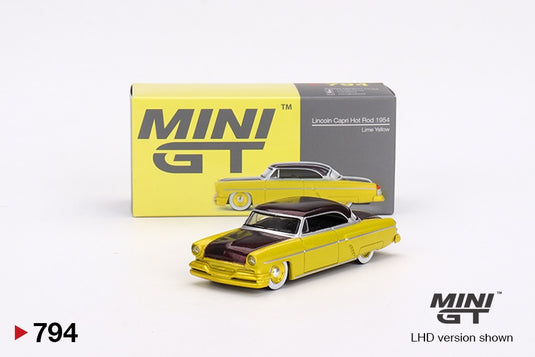 Lincoln CAPRI HOT ROD LIME GEEL 1954 (LHD) MINI GT 1:64