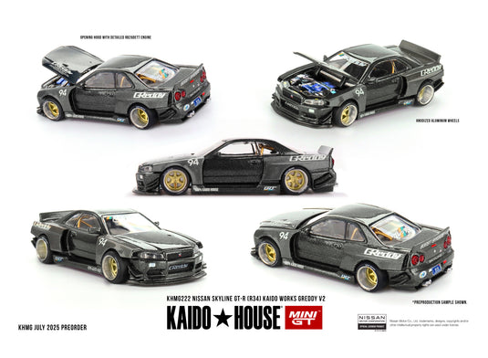 Nissan SKYLINE GT-R (R34) KAIDO WORKS GREDDY V2 1999 MINI GT 1:64