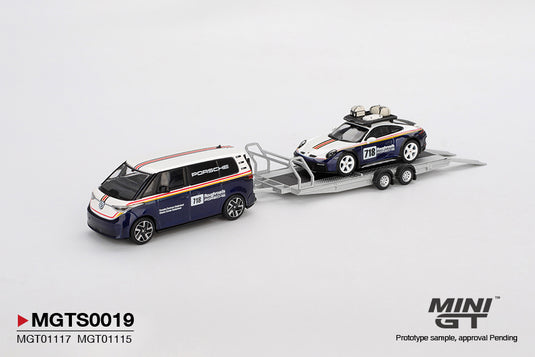 SET PORSCHE 911 DAKAR #718 + VOLKSWAGEN ID. BUZZ PORSCHE CENTRUM GELDERLAND ROUGHROADS 2025 (LHD) MINI GT 1:64