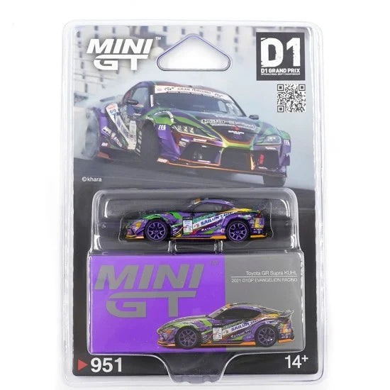 Chargez l'image dans la visionneuse de la galerie, TOYOTA GR SUPRA KUHL D1GP EVANGELION RACING 2021 (LHD)(BLISTER) MINI GT 1:64
