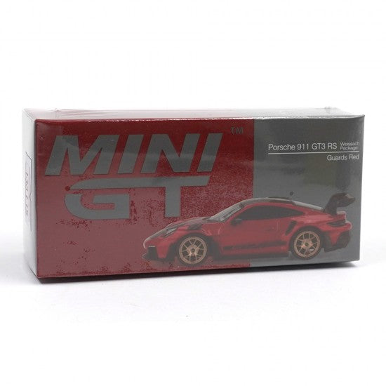Laad de afbeelding in de Gallery-viewer, PORSCHE 911 (992) GT3 RS GUARDS ROOD WEISSACH-PAKKET 2022 MINI GT 1:64
