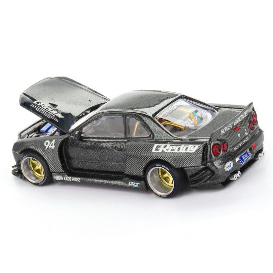 Laad de afbeelding in de Gallery-viewer, NISSAN SKYLINE GT-R (R34) KAIDO WORKS GREDDY V2 1999 MINI GT 1:64
