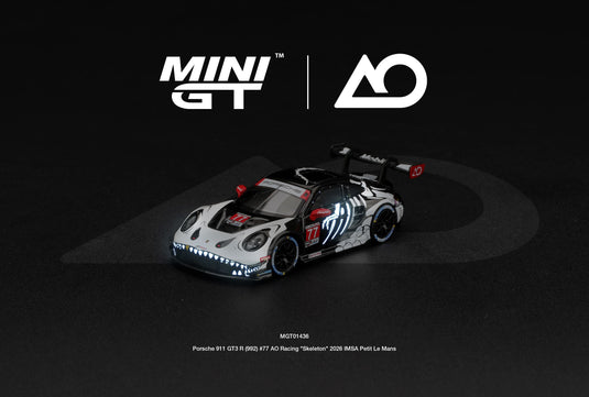 PORSCHE 911 (992) GT3 R #77 AO RACING SKELETON REXY PETIT LE MANS 2026 ‼️ONLY BLISTER PACK‼️ MINI GT 1:64