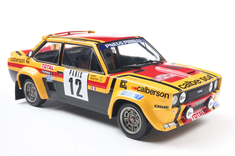 Load image into Gallery viewer, Fiat 131 ABARTH YELLOW #12 M.MOUTON / ANNIE RALLYE DE MONTE-CARLO 1980 SOLIDO 1:18
