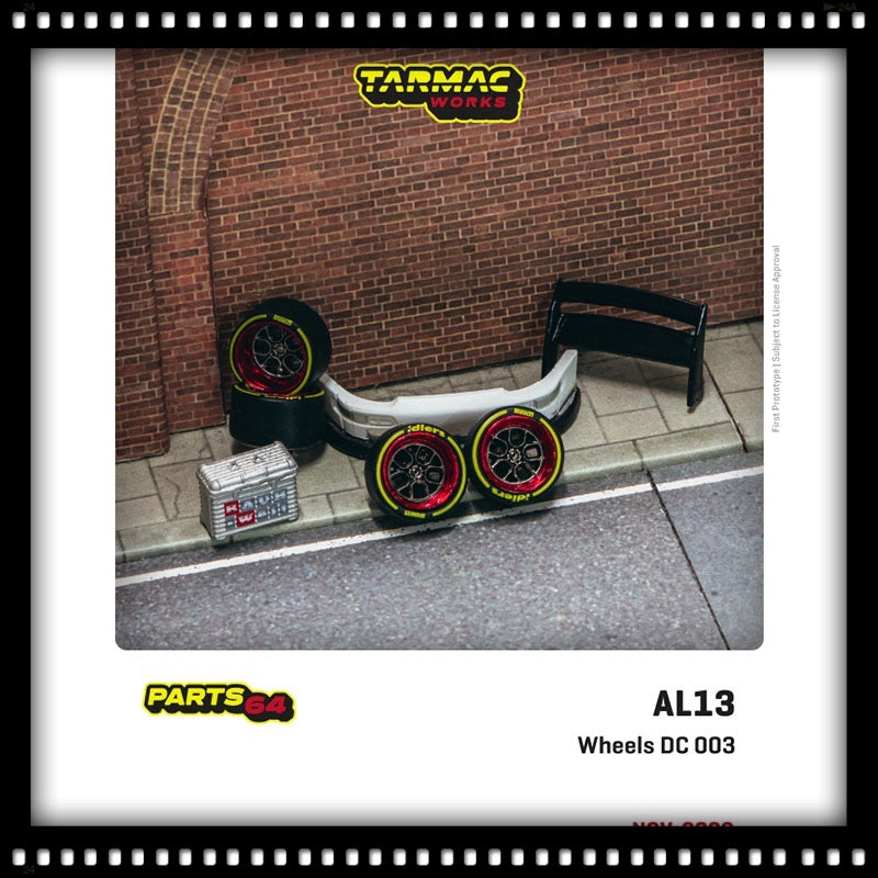 Load image into Gallery viewer, Wheels set Rotiform HUR, Chrome Red Designed for RWB Models TARMAC WORKS 1:64
