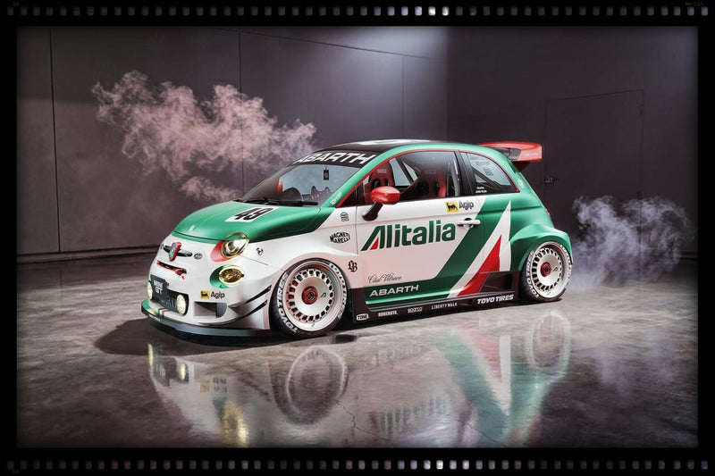 Chargez l'image dans la visionneuse de la galerie, Fiat 595 ABARTH KIT CARROSSERIE LIBERTY WALK RALLY TRIBUTO 2025 SOLIDO 1:18
