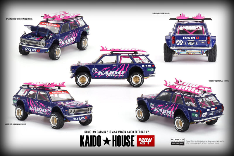 Load image into Gallery viewer, Datsun 510 WAGON 4X4 KAIDO OFFROAD V2 1969 MINI GT 1:64
