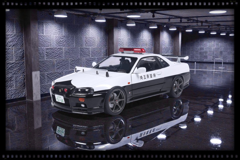 Load image into Gallery viewer, Nissan SKYLINE GT-R (BNR34) JAPANESE POLICE WHITE 1999 SOLIDO 1:18
