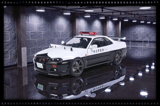 Nissan SKYLINE GT-R (BNR34) JAPANESE POLICE WHITE 1999 SOLIDO 1:18
