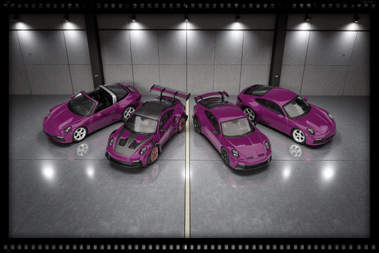 ‼️LIMITED EDITION‼️ Porsche 911 (992) RUBYSTONE RED 4 CARS SET 2025 MINI GT 1:64