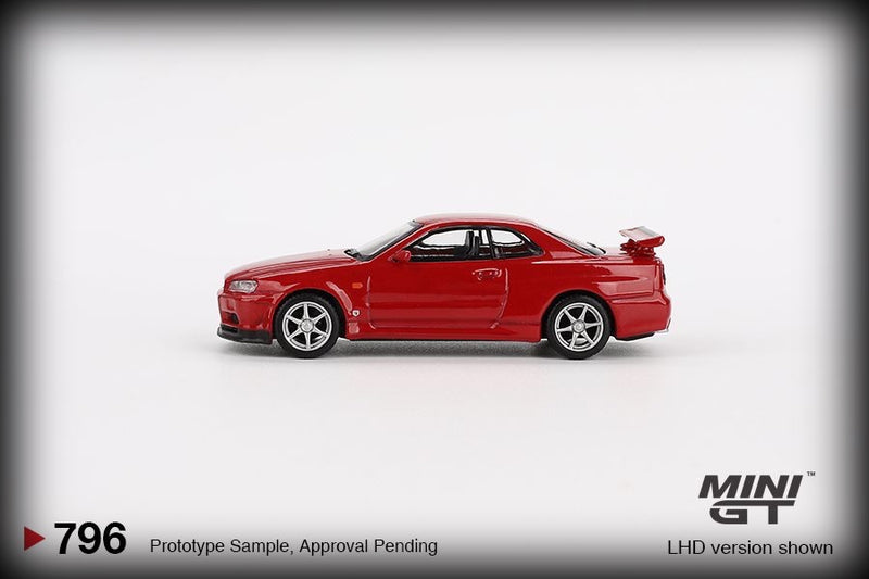 Chargez l&#39;image dans la visionneuse de la galerie, Nissan SKYLINE GT-R (R34) V- SPEC ACTIVE ROUGE 1999 (RHD) MINI GT 1:64
