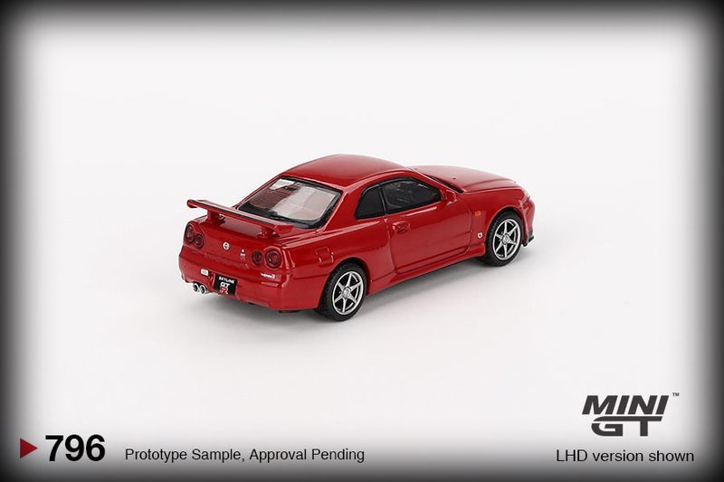 Chargez l&#39;image dans la visionneuse de la galerie, Nissan SKYLINE GT-R (R34) V- SPEC ACTIVE ROUGE 1999 (RHD) MINI GT 1:64
