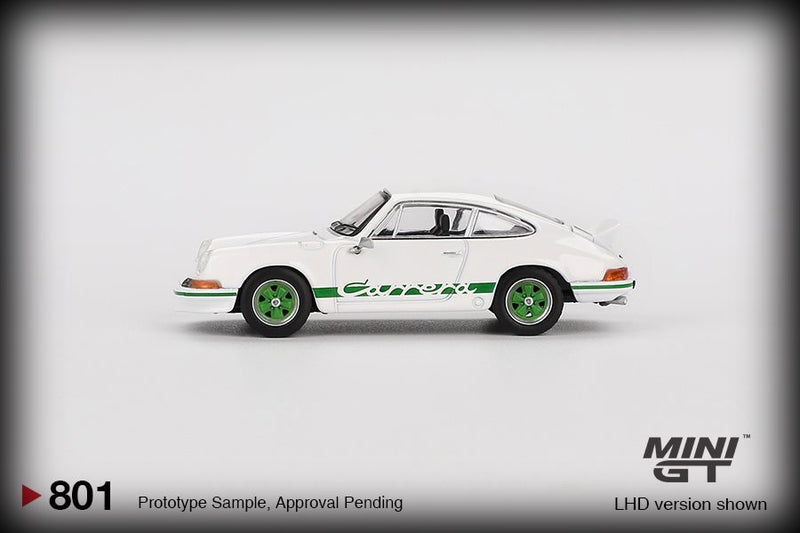 Laad de afbeelding in de Gallery-viewer, Porsche 911 (901) 2,7 CARRERA RS GRAND PRIX WIT MET GROENE LEVERING 1973 (LHD) MINI GT 1:64
