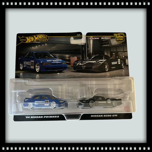 Nissan PRIMERA 1994 & Nissan R390 GT1 double set HOT WHEELS 1:64