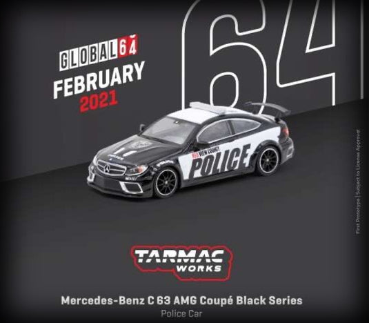 Mercedes-Benz C63 AMG Coupé Black Series Police Car TARMAC WORKS 1:64