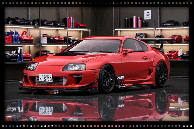 Laad de afbeelding in de Gallery-viewer, TOYOTA SUPRA RZ (JZA80) ORIDO STREET VERSION ROOD IGNITION MODEL 1:18
