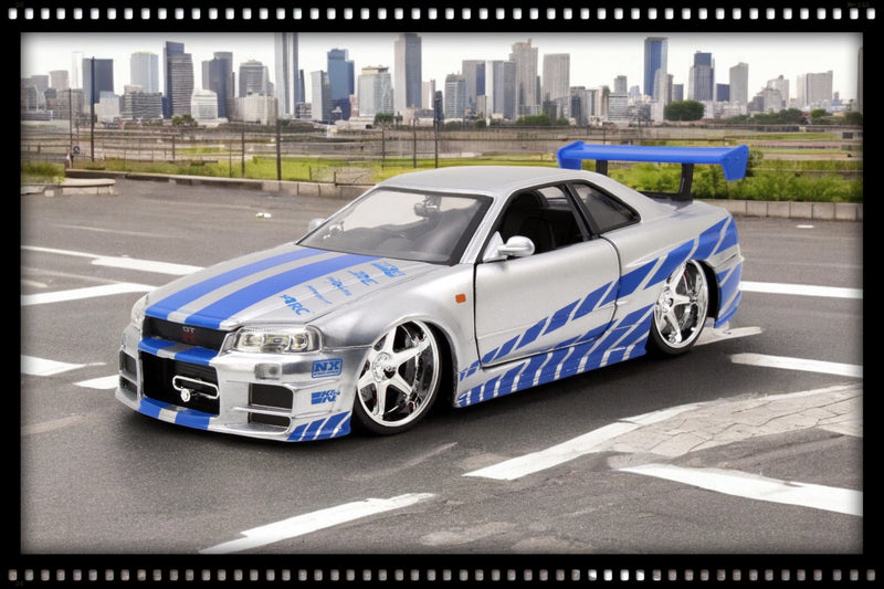 Load image into Gallery viewer, Fast &amp; Furious Nissan SKYLINE GT-R 2002 Grey/Blue JADA 1:24
