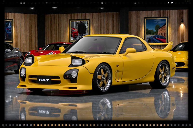 Laad de afbeelding in de Gallery-viewer, MAZDA RX-7 (FD3S) GEEL IGNITION MODEL 1:18
