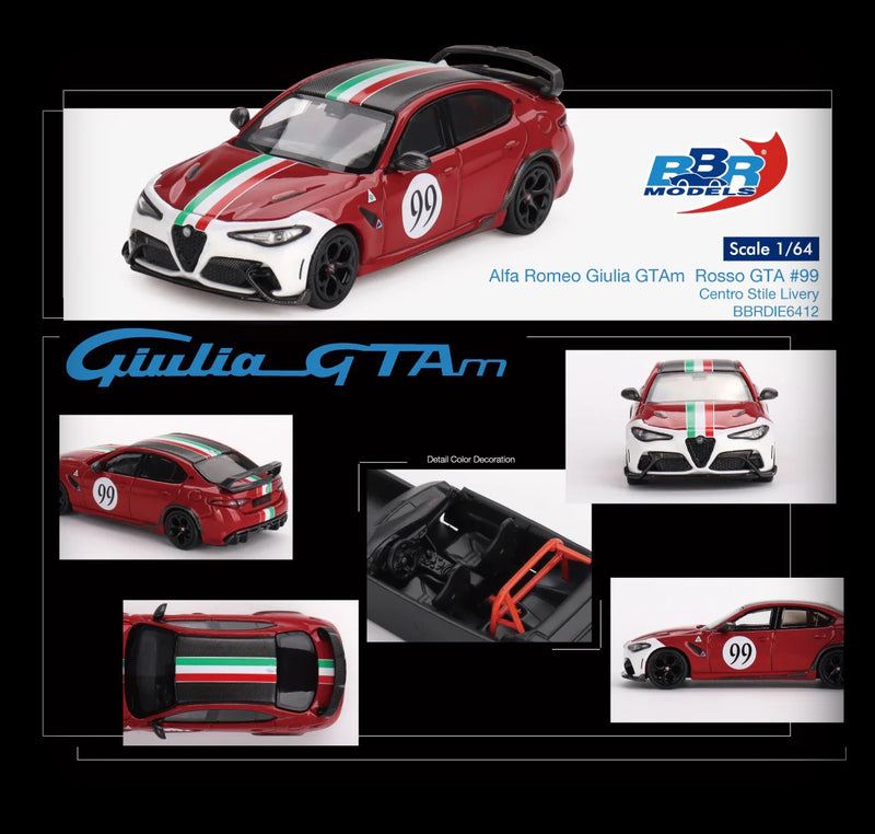 Load image into Gallery viewer, Alfa Romeo Giulia GTAm Rosso GTA #99 BBR Models 1:64
