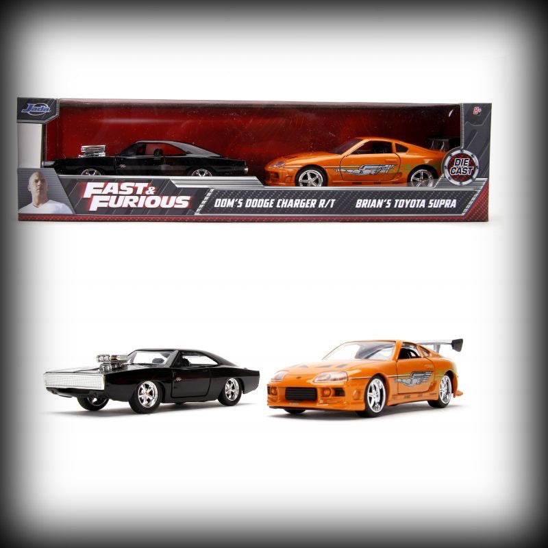 Laad de afbeelding in de Gallery-viewer, Dodge CHARGER + Toyota SUPRA FF Twin Pack JADA 1:32
