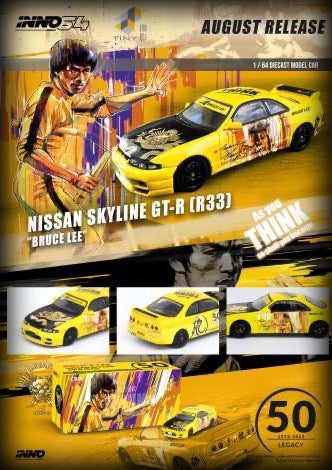 Chargez l&#39;image dans la visionneuse de la galerie, Nissan Skyline GTS-R R33 *Bruce Lee 50th Anniversary* INNO64 Models 1:64
