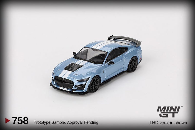 Load image into Gallery viewer, Ford MUSTANG SHELBY GT500 HERITAGE EDITION BRITTANY BLUE 2022 (LHD) MINI GT 1:64
