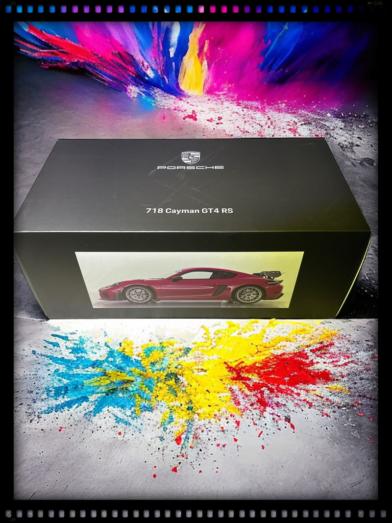 Chargez l&#39;image dans la visionneuse de la galerie, Porsche 718 CAYMAN GT4 RS (982) Violet avec Case - ÉDITION LIMITÉE 718 pièces - PORSCHE DEALERMODEL 1:18
