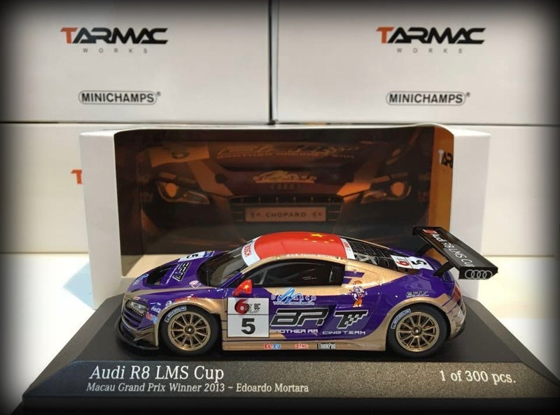 Laad de afbeelding in de Gallery-viewer, Audi R8 2013 LMS Cup Nr.5 Edoardo Mortara winner Macau Grand Prix TARMAC WORKS 1:43
