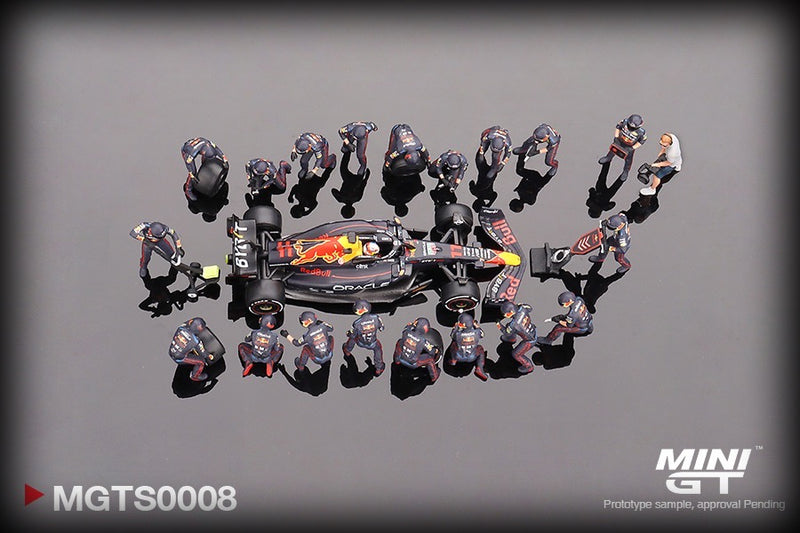 Laad de afbeelding in de Gallery-viewer, Oracle Red Bull Racing RB18 #11 Sergio Perez Abu Dhabi Grand Prix 2022 Pit Crew-set. Deze set bevat 1 model de MGT00538 (LIMITED EDITION 5000 stuks) MINI GT 1:64
