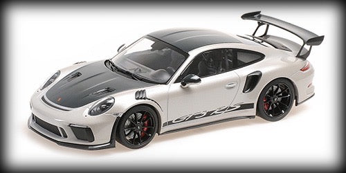 Porsche 911 GT3RS (991.2) – 2019 – ARGENTÉ AVEC ENSEMBLE WEISSACH ET INSCRIPTION AVEC JANTES NOIRES MINICHAMPS 1:18