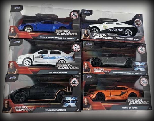Fast & Furious 6-pack with BOX JADA 1:32
