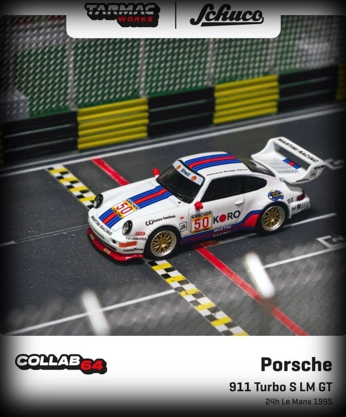 Laad de afbeelding in de Gallery-viewer, Porsche 911 Turbo S LM GT Nr.50 1995 24H Le Mans TARMAC WORKS 1:64
