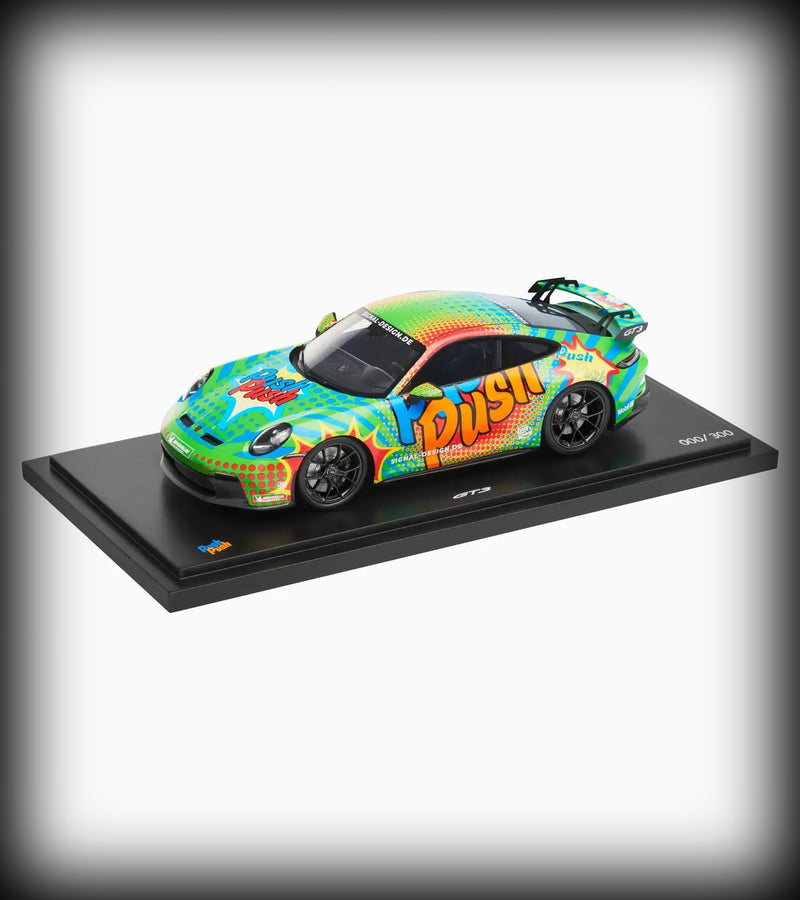 Laad de afbeelding in de Gallery-viewer, Porsche 911 GT3 (992) PUSH PUSH - LIMITED EDITION 300 stuks - PORSCHE DEALERMODEL 1:18
