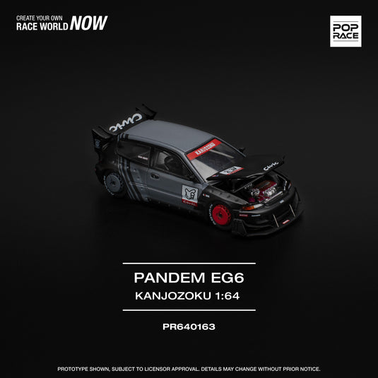 Honda Pandem Civic EG6 *Kanjozoku* Noir/Gris/Rouge POP RACE 1:64