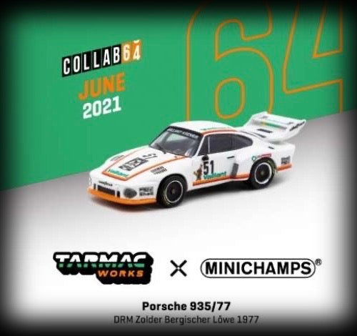 Laad de afbeelding in de Gallery-viewer, Porsche 935/77 Nr.51 DRM Zolder Bergischer Lowe 1977 TARMAC WORKS 1:64
