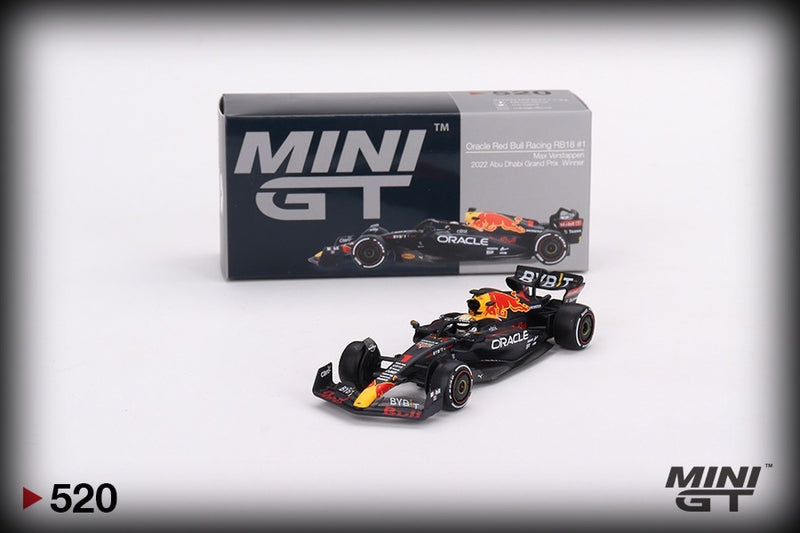 Chargez l&#39;image dans la visionneuse de la galerie, Oracle Red Bull Racing RB18 #1 Max Verstappen Winner Abu Dhabi Grand Prix 2022 MINI GT 1:64
