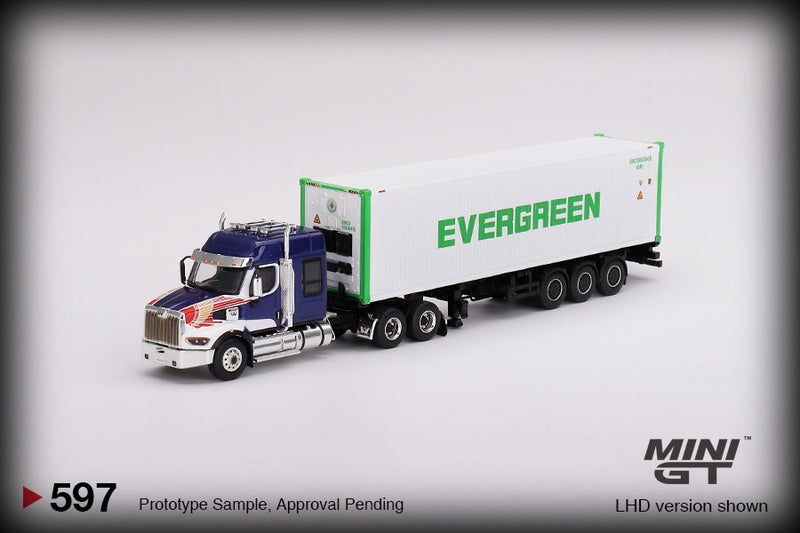Load image into Gallery viewer, Western Star 49X with 40ft Reefer Container EVERGREEN MINI GT 1:64
