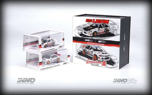 Toyota Corolla Levin AE86 #326 & Mitsubishi Lancer EVO III #963 Trackerz Racing set of 2 INNO64 Models 1:64