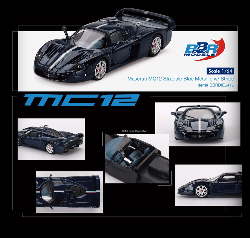 Load image into Gallery viewer, Maserati MC12 STRADALE BLUE 2008 BBR Models 1:64
