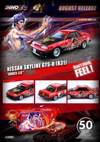 Laad de afbeelding in de Gallery-viewer, Nissan Skyline GTS-R R31 *Bruce Lee 50th Anniversary* INNO64 Models 1:64
