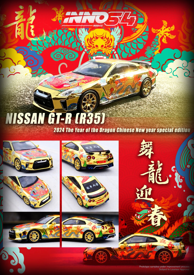 Laad de afbeelding in de Gallery-viewer, Nissan GT-R (R35) Year of the Dragon 2024 INNO64 Models 1:64
