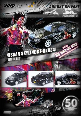 Chargez l&#39;image dans la visionneuse de la galerie, Nissan Skyline GTS-R R34 *Bruce Lee 50th Anniversary* INNO64 Models 1:64
