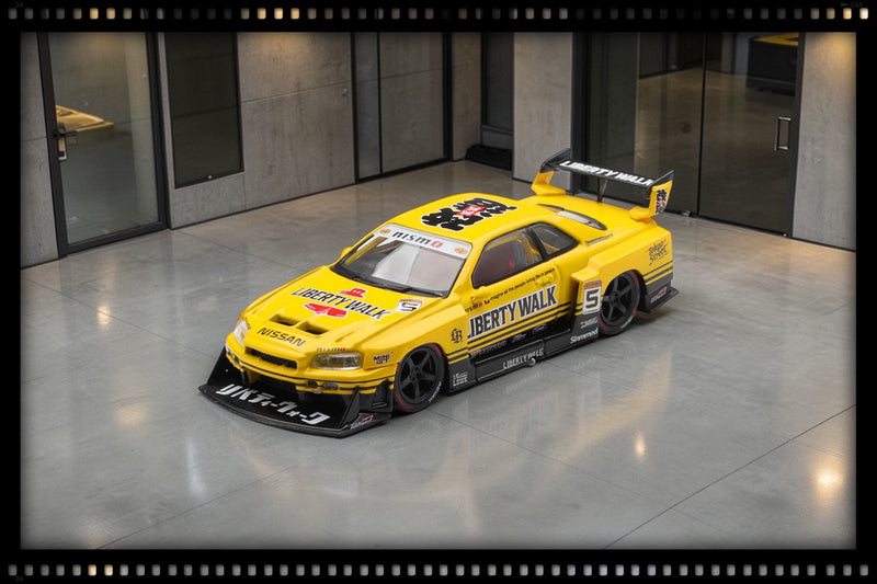 Laad de afbeelding in de Gallery-viewer, NISSAN GTR (R34) SKYLINE SUPER SILHOUETTE SPORT GEEL 2025 (RHD) MINI GT 1:64
