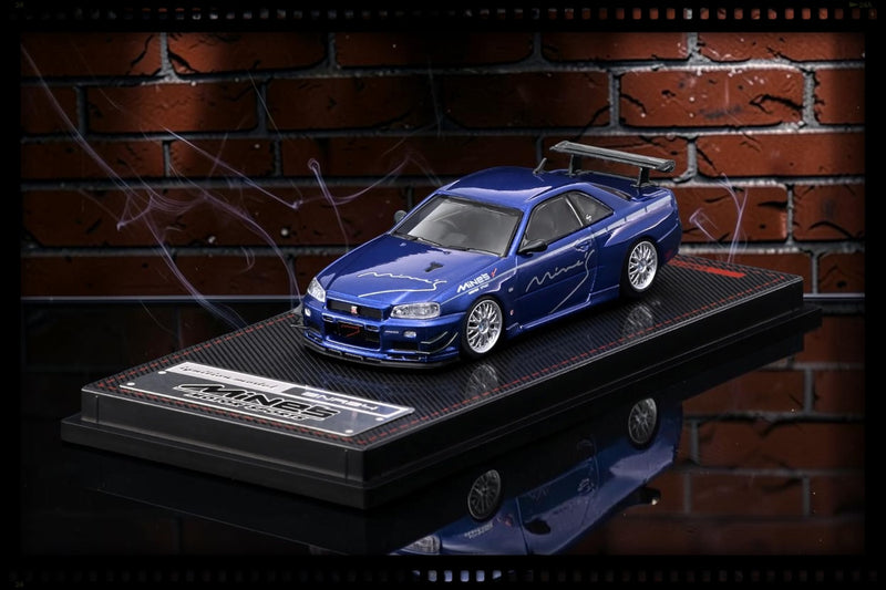 Load image into Gallery viewer, NISSAN SKYLINE GT-R MINE'S (R34) BLUE IGNITION MODEL 1:64
