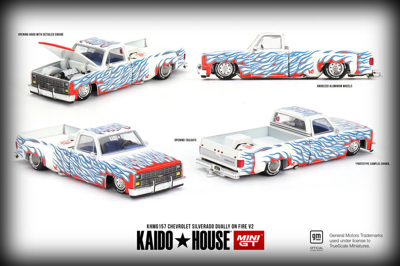 Load image into Gallery viewer, Chevrolet SILVERADO DUALLY ON FIRE V2 1980 MINI GT 1:64
