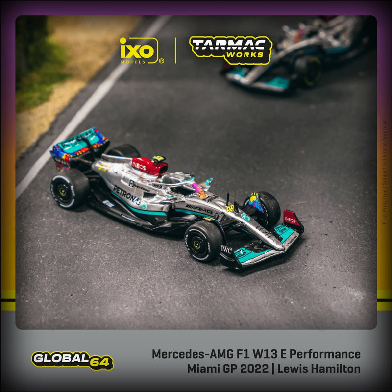 Load image into Gallery viewer, Mercedes AMG F1 W13 EQ Performance #44 Lewis Hamilton Miami Grand Prix 2022 TARMAC WORKS 1:64

